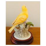 LL - Andrea by Sadek Canary Porcelain Figurine on Wooden Base