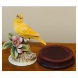 LL - Andrea by Sadek Canary Porcelain Figurine on Wooden Base