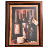 LL - Wine and Cheese Themed Framed Artwork Signed by Margaret Tarrant