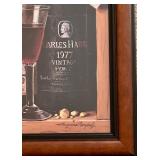 LL - Wine and Cheese Themed Framed Artwork Signed by Margaret Tarrant