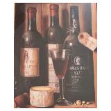 LL - Wine and Cheese Themed Framed Artwork Signed by Margaret Tarrant