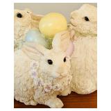 LL - Spring Bunny Trio Figurine with Floral Garlands and Eggs Decor