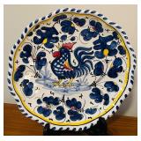 LL - Set of 3 Hand-Painted Mexican Pottery Pieces - 10 inch Plates and Lidded Jar