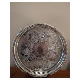 LL - Set of 4 Ornate Silverplate Serving Trays, Largest 12 Inches, Mixed Makers