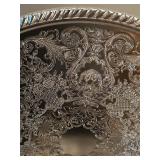 LL - Set of 4 Ornate Silverplate Serving Trays, Largest 12 Inches, Mixed Makers