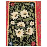 LL - 3x5 Handcrafted Wool Floral Hooked Rug with Black Border