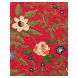 LL - 3x5 Handcrafted Wool Floral Hooked Rug with Black Border
