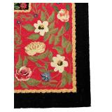 LL - 3x5 Handcrafted Wool Floral Hooked Rug with Black Border