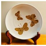 LL - Ceramic Tableware Lot with Italian Butterfly Plate, Fluted Bowl, and Set of 5 Pear Shaped Dishes