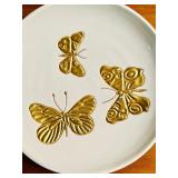 LL - Ceramic Tableware Lot with Italian Butterfly Plate, Fluted Bowl, and Set of 5 Pear Shaped Dishes