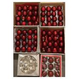 LL - Collection of Red and White Christmas Ornaments Assorted Sizes