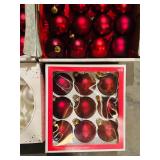 LL - Collection of Red and White Christmas Ornaments Assorted Sizes