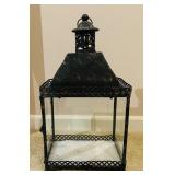 LL - 20-Inch Vintage Black Metal and Glass Lantern