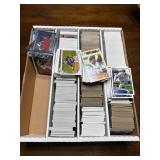 Four Row Box of Baseball and Football Cards, Nearly Complete Sets 2012 Topps, 1980 Topps, 2013 Topps, 1999 Bowman