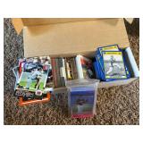 Box of College Sports Cards Featuring Mix of Teams, Players, Brands and Years