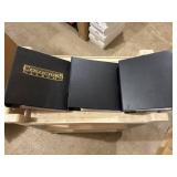 Three Black Sports Card Binders With Plastic Sleeves Included