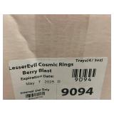 SC 1 - LesserEvil Cosmic Rings Berry Blast Organic Snacks (4 Bags, 3oz Each, Exp. 5/7/25)