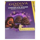 C 3 - Godiva Chocolate Domes Double Chocolate, 3pc x 12pk, Best by Apr 2024, 2 Cases