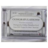 Travis Swaggerty 2019 Topps Pro Debut Distinguished Debut Medallion Numbered 14/50 - West Virginia Black Bears Baseball Card in Magnetic One Touch
