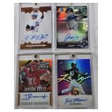 Joe Perez 2017 1st Bowman Auto 51/75, Kodi Medeiros 2014 Leaf Valiant Auto Numbered 20/25, Nolan Watson 2015 Leaf Draft Auto, Jakson Reetz 2014 Panini Draft Picks Auto Numbered 34/60