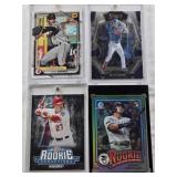 Evan Carter 2023 Panini Elite, Jasson Dominguez 2024 Bowman Chrome Rookie of the Year Favorites, Paul Skenes 2024 Bowman, Mike Trout 2015 Rookie Sensations