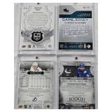 Logan Couture 2014-15 Upper Deck Game Jersey Patch, Arshdeep Bains 2024-25 Upper Deck Artifacts Rookies Auto Gold Materials Patch 11/49, Jonathan Quick 2018-19 Upper Deck Game Jersey Patch, Ondrej Pal