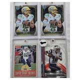 Bo Nix 2022 Bowman U, Bo Nix 2022 Bowman U, Jimmy Garoppolo 2014 Topps Strata Rookie, Tom Brady 2017 Panini Classics Super Bowl Heroes