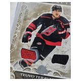 Kevin Fiala 2015-16 Upper Deck Champs Rookie Relic, Shane Prince 2015-16 Upper Deck Champs Rookie Auto, Juuso Valimaki 2018-19 Upper Deck Trilogy Rookie PremieresJersey Patch 302/499, Teuvo Teravainen