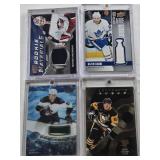 Nazem Kadri 2019-20 Upper Deck UD Game Jersey Patch, Sidney Crosby 2024-25 Upper Deck Artifacts Aurum Patch, Matiss Kivlenieks 2020-21 Upper Deck Rookie Materials Jersey, Jack McBain 2022-23 Upper Dec