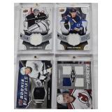 Jaden Schwartz 2018-19 Upper Deck Game Jersey Patch, Peter Stastny 2010-11 Upper Deck Black Diamond Quad Jerseys Patch, Jonathan Quick 2018-19 Upper Deck Game Jersey Patch, Gabe Vilardi 2020-21 Upper 