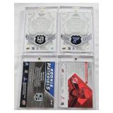 Jaden Schwartz 2018-19 Upper Deck Game Jersey Patch, Peter Stastny 2010-11 Upper Deck Black Diamond Quad Jerseys Patch, Jonathan Quick 2018-19 Upper Deck Game Jersey Patch, Gabe Vilardi 2020-21 Upper 