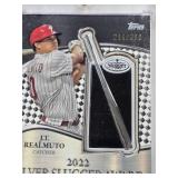 Khalil Lee 2019 Topps Heritage Clubhouse Collection Patch 38/99, J.T. Realmuto 2023 Topps Silver Slugger Award Winner Patch 244/399, Robinson Cano 2019 Topps 150th Anniversary Commemorative Patch, Noa