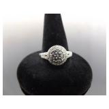 .925 Sterling Silver Diamond Accented Ring Size 7