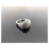 .925 Sterling Silver Diamond Accented Ring Size 7