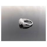 .925 Sterling Silver Diamond Accented Ring Size 7