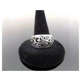 .925 Sterling Silver Scrolled Ring Size 9