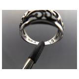 .925 Sterling Silver Scrolled Ring Size 9