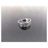 .925 Sterling Silver Scrolled Heart Ring Size 10