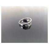 .925 Sterling Silver Scrolled Heart Ring Size 10