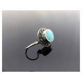 .925 Sterling Silver Art Nouveau Howlite Cabochon Hook Hook Earrings
