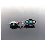 .925 Sterling Silver Turquoise Cabochon Zuni Dangle Post Earrings
