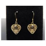 .925 Sterling Silver Vermeil Heart Earrings