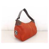 Authentic Dooney & Bourke Red Pebbled Leather Demi Baguette Shoulder Purse