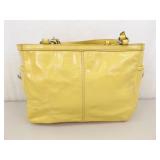 Authentic Coach Gallery East West Yellow Patent Leather Tote Bag