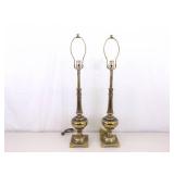 2 Vintage Stiffel Hollywood Regency Brass Table Lamps