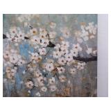 Large 45.5" W x 34" H Cherry Blossom Tree Oil on Canvas Painting