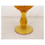 Fenton Thumbprint Amber Ruffled Compote and Divided Candy Dish