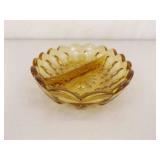 Fenton Thumbprint Amber Ruffled Compote and Divided Candy Dish