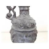 2 Antique Pewter Metal Decorative Urns