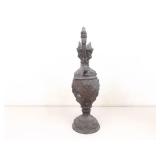 2 Antique Pewter Metal Decorative Urns